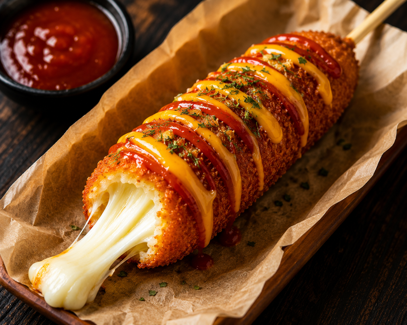 Cheezy Korean corndog from K-Town Bites